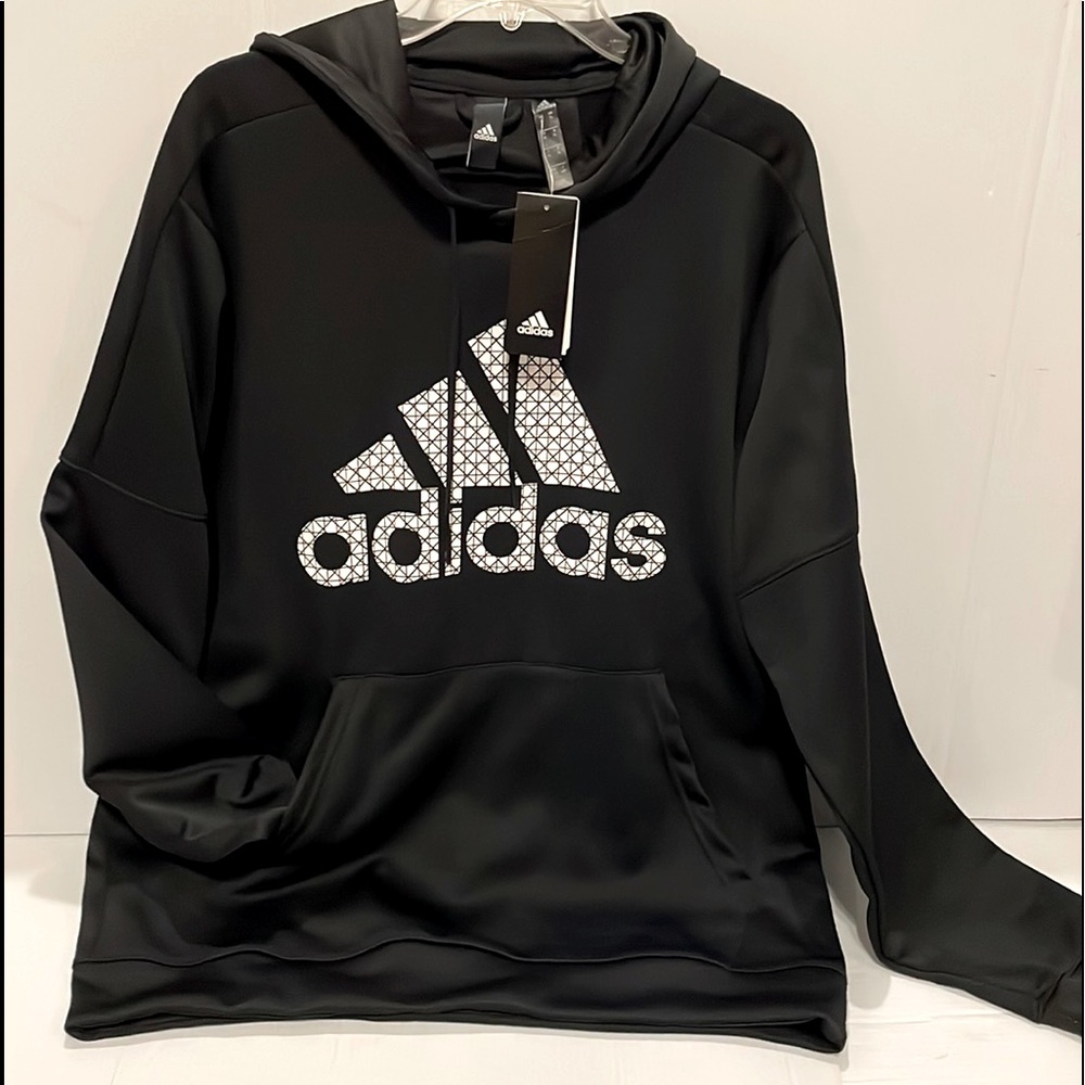 NWT Adidas black w/white Graphic BOS TI drawstring HOODIE SWEATSHIRT MensSize XL